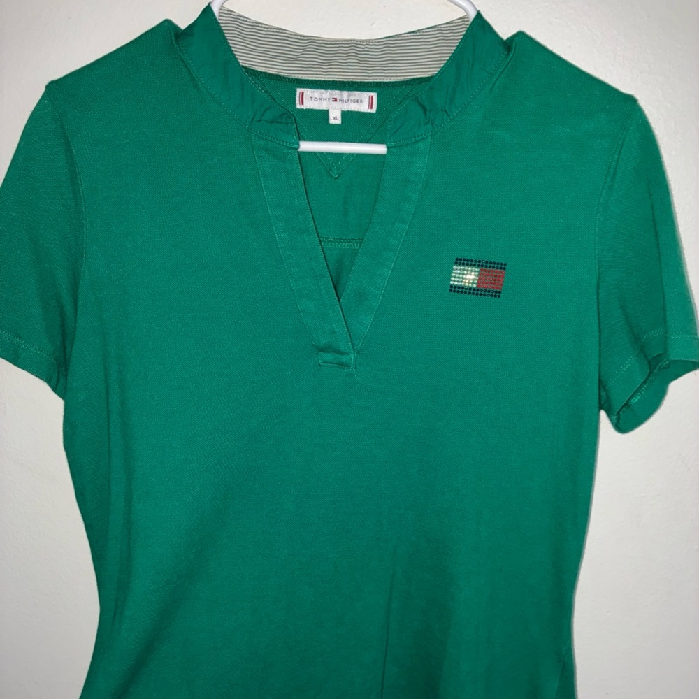 Tommy Hilfiger Green Women’s Polo with Logo Detail